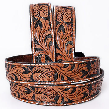 COMFYTACK Western Genuine Leather Belt for Men Women Cowboy Cowgirl Handmade Unisex Full Grain Heavy Duty Floral Tooled Belt